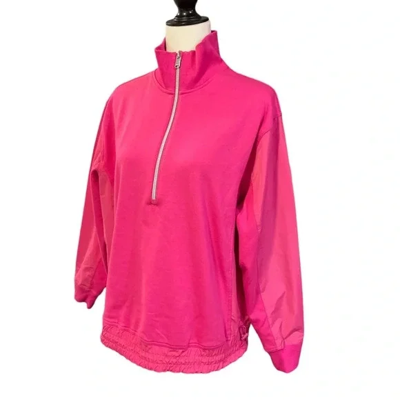 Athleta (Spring 2023) Triumph Hybrid Half Zip Sweatshirt Salvia Pink Small